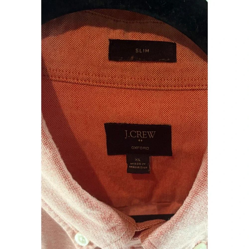 J.Crew Mens Oxford Slim‎ Fit Long Sleeve Button Down Shirt Coral XL